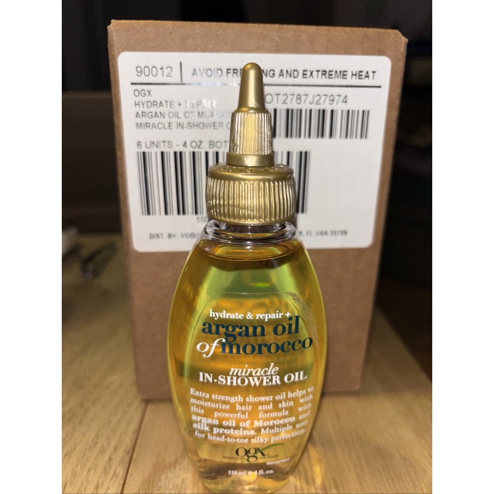 New Box 6 Bottles 4 Oz OGX Argan Oil Morocco Miracle IN-SHOWER Hydrate Repair
